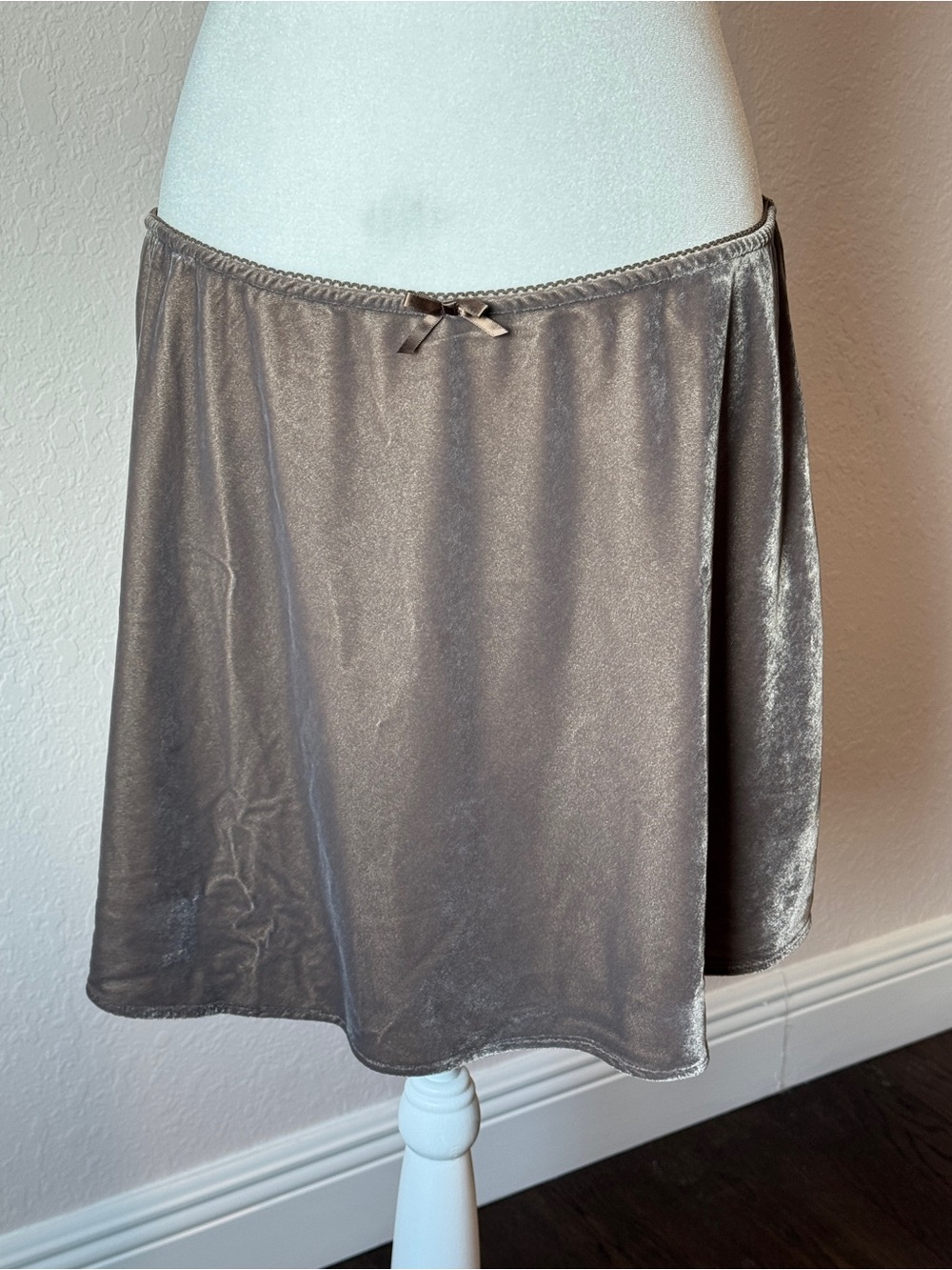 GAP Velvet Mini Slip Skirt in Silver-Taupe